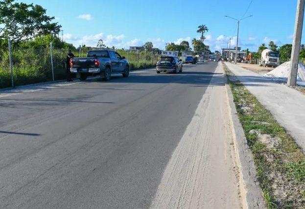 Cemetery Road in its final stage of completion as traffic traverses the thoroughfare