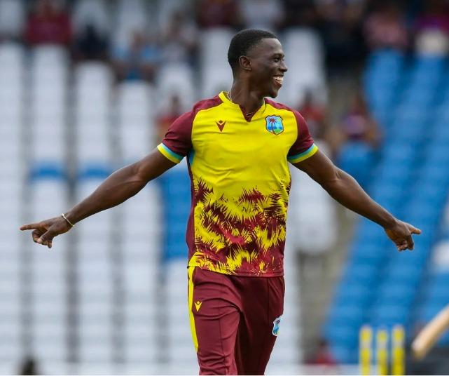 Shamar Joseph took a wicket with the first ball of his first two overs. (AFP/Getty Images)