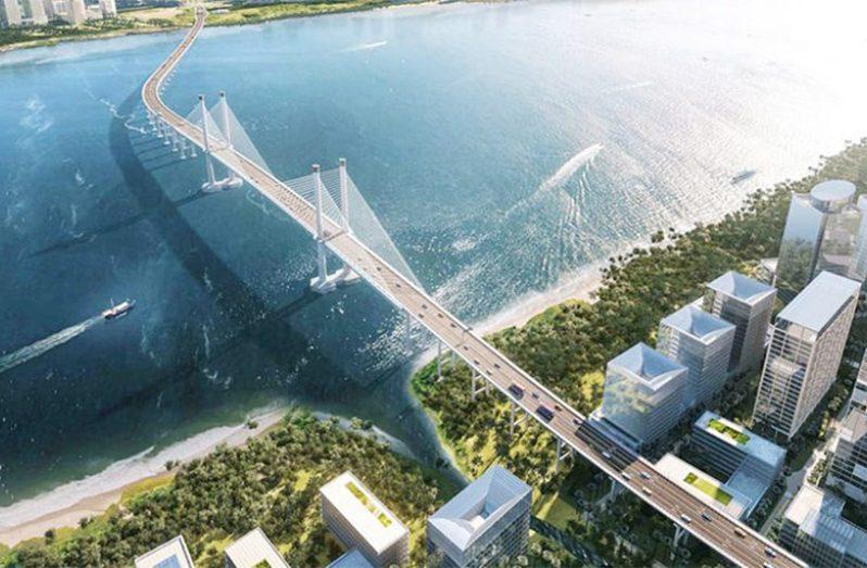 An artist’s impression of the new Demerara River Bridge