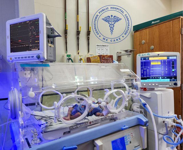 A baby in the NICU at GPHC.