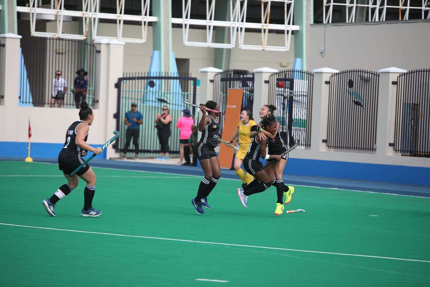 Makaylah Poole celebrates scoring the decisive goal in Guyana’s 1-0 win against Brazil.
