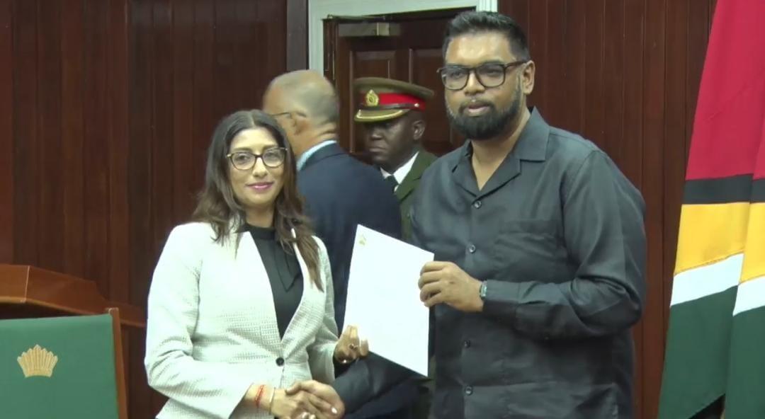 President Irfaan Ali with Commissioner Deenawati Panday