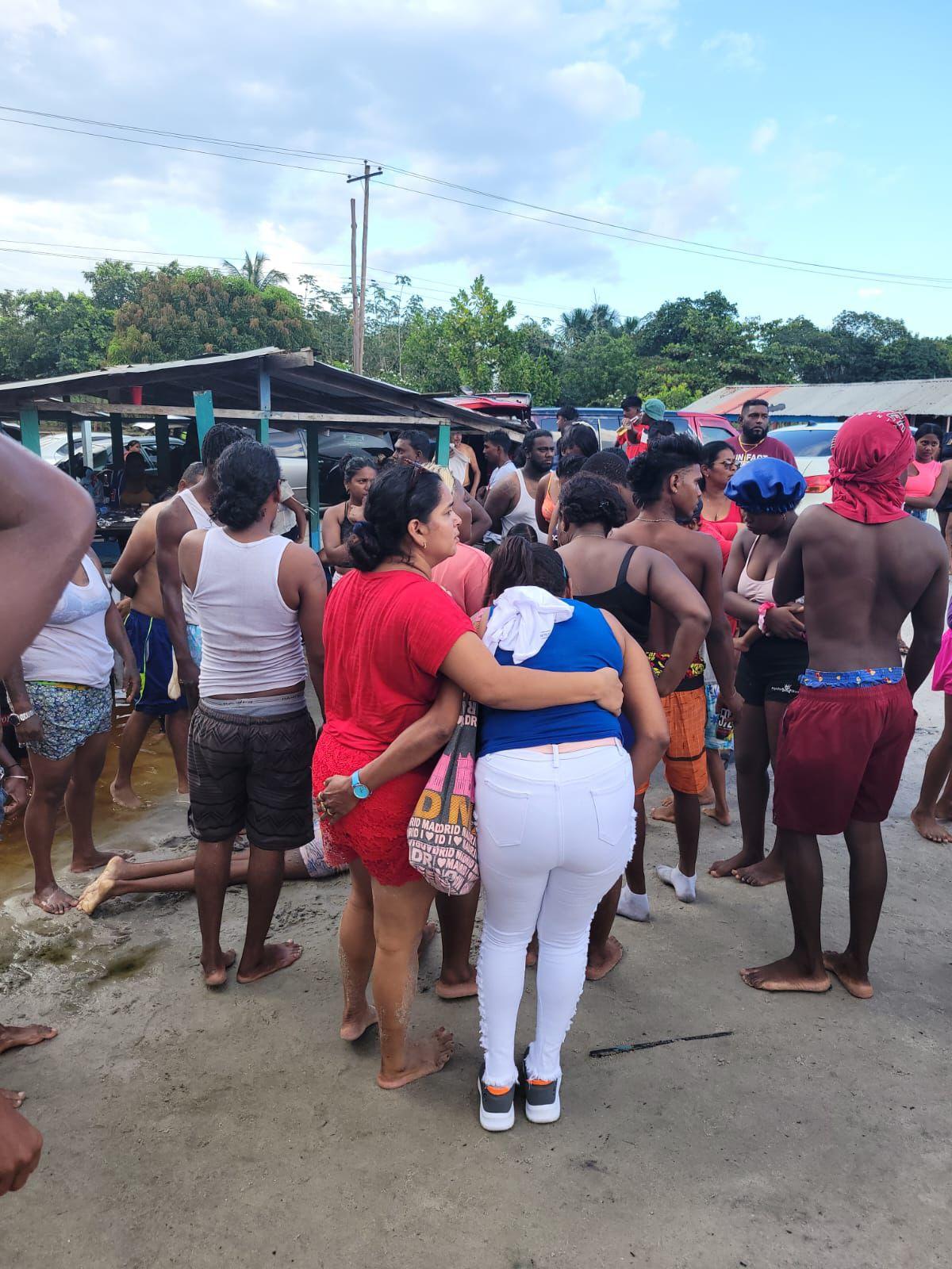 Relatives and friends of the two girls were inconsolable at the scene on Sunday