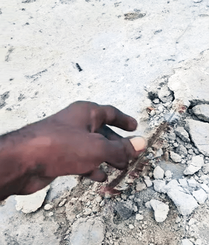The cement walkway for the $15 billion road has already started to crumble