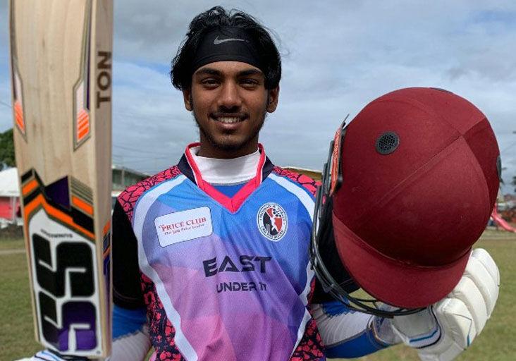 Samir Saroop’s unbeaten half-century put Guyana under pressure yesterday