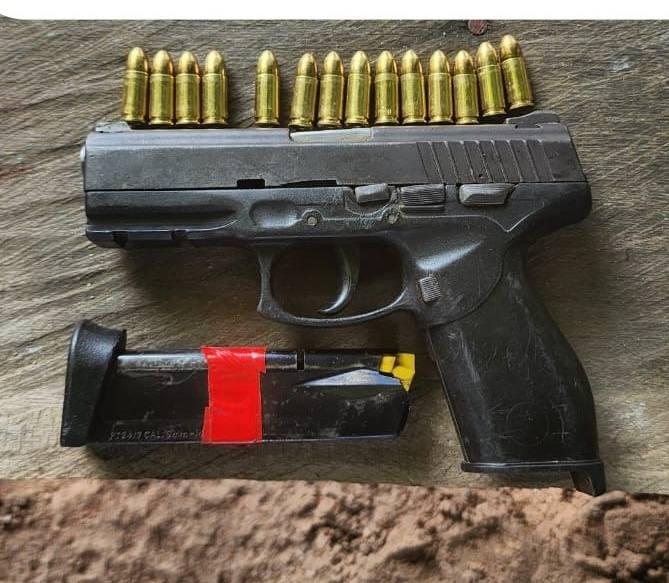 The firearm and ammunition that were discovered on Reno Patron