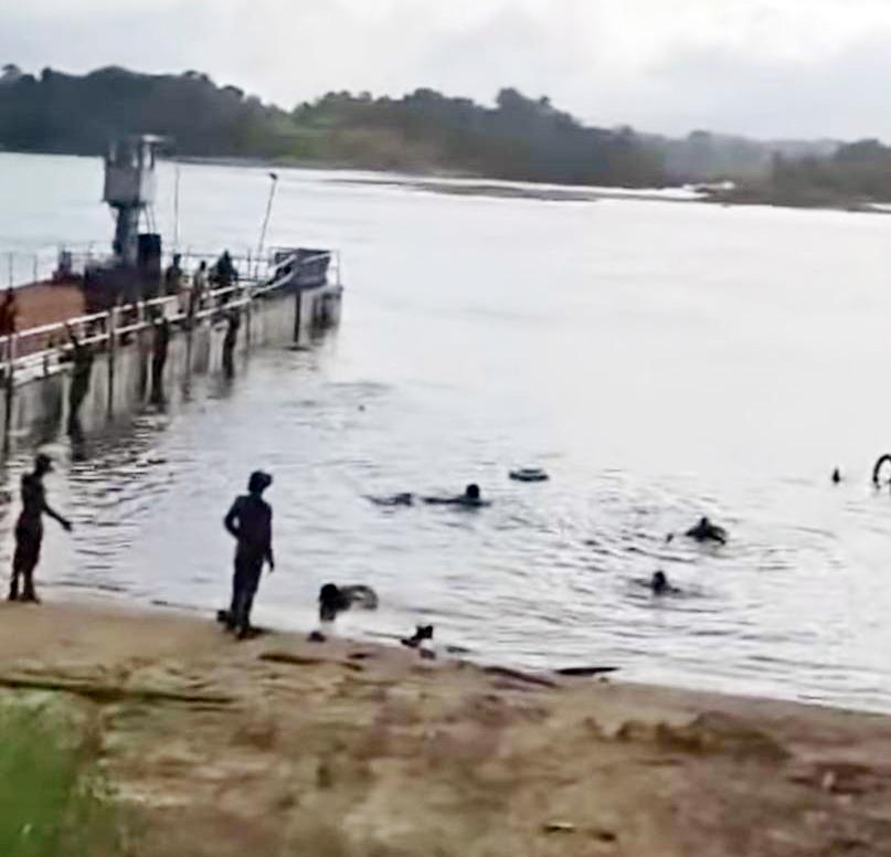 Screenshot of GDF swimming to safety