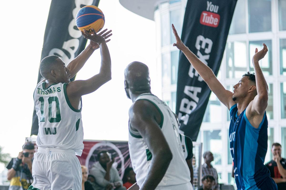 Shelroy Thomas in action for Guyana during the FIBA 3x3 AmeriCup.